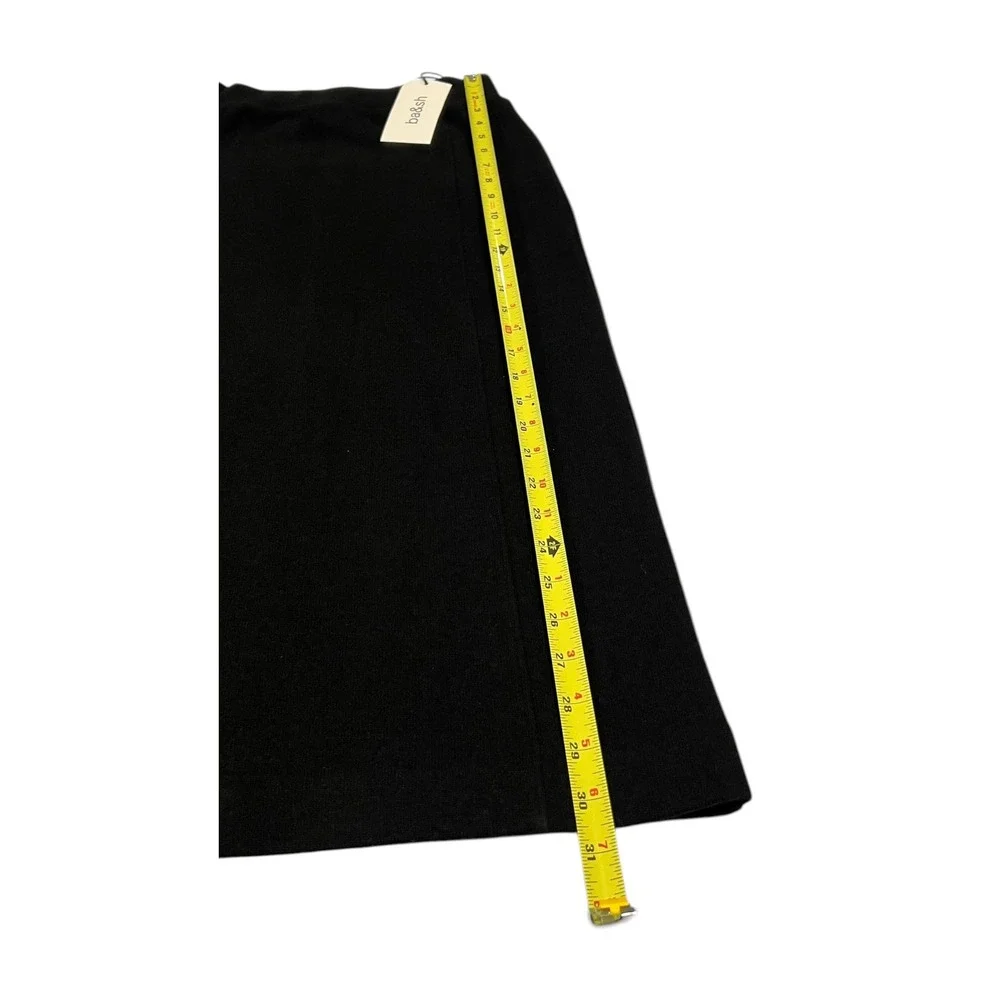 NWT Ba&Sh Jupe Holly Knit Midi Skirt Black A-Line‎ Elastic Waist 1